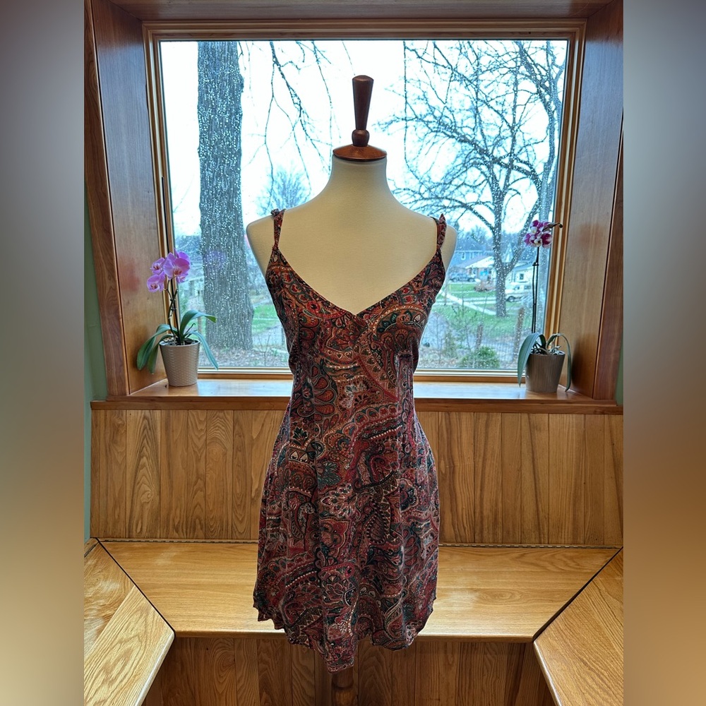 American Eagle Outfitters Paisley Slip Dress Red Multi L